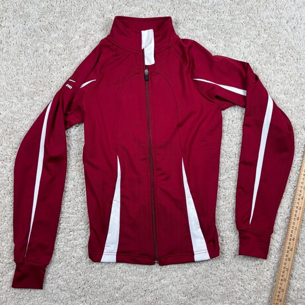 Mizuno DryLite Kids Track Jacket Full Zip Red White Athletic Performance Youth